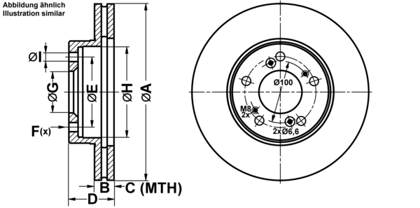ATE Bremsensatz, Scheibenbremse ijf141bp05 Vorderachse belüftet 282mm 23mm für HONDA
