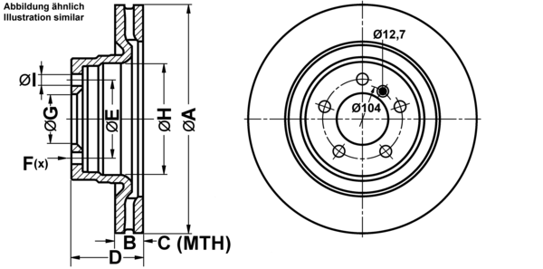 ATE Bremsensatz, Scheibenbremse ijf141bpr3 Vorderachse belüftet 344mm 30mm für LAND ROVER