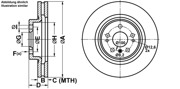 ATE Bremsensatz, Scheibenbremse ijf141brb9 Vorderachse belüftet 330mm 32mm für MERCEDES-BENZ