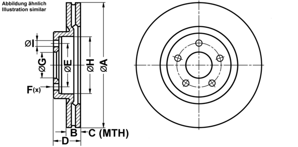 ATE Bremsensatz, Scheibenbremse ijf141bsv5 Vorderachse belüftet 280mm 23mm für CHRYSLER