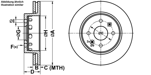 ATE Bremsensatz, Scheibenbremse ijf141bv99 Vorderachse belüftet 258mm 24mm für KIA