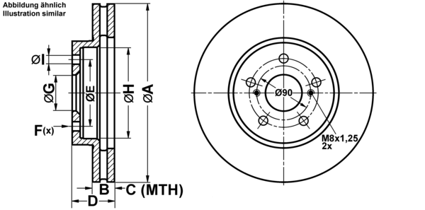 ATE Bremsensatz, Scheibenbremse ijf141bzl5 Vorderachse belüftet 296mm 28mm für TOYOTA