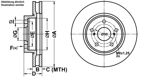 ATE Bremsensatz, Scheibenbremse ijf141c151 Vorderachse belüftet 296mm 28mm für LEXUS