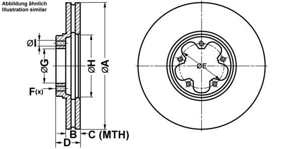 ATE Bremsensatz, Scheibenbremse ijf141c1e7 Vorderachse belüftet 276mm 24mm für FORD