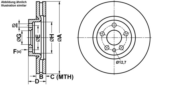 ATE Bremsensatz, Scheibenbremse ijf141c1z9 Vorderachse belüftet 285mm 28mm für PEUGEOT CITROËN FIAT