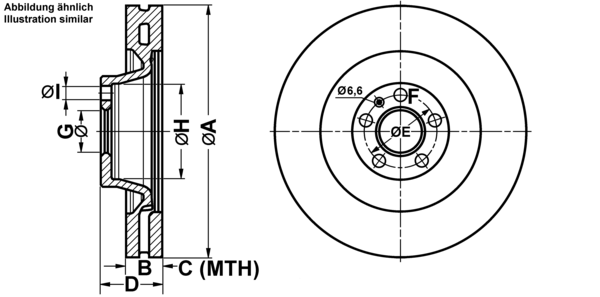 ATE Bremsensatz, Scheibenbremse ijf141c3r1 Vorderachse belüftet 385mm 36mm für VAG