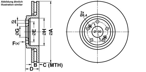 ATE Bremsensatz, Scheibenbremse ijf141c4s5 Vorderachse belüftet 324mm 28mm für RENAULT