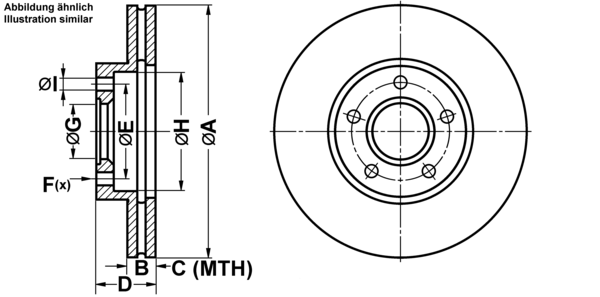ATE Bremsensatz, Scheibenbremse ijf141c6l7 Vorderachse belüftet 278mm 24mm für FORD