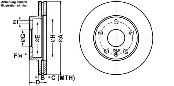 ATE Bremsensatz, Scheibenbremse ijf141c6u3 Vorderachse belüftet 256mm 24mm für DAEWOO CHEVROLET
