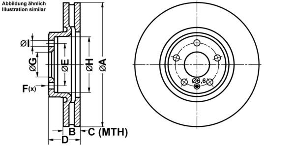 ATE Bremsensatz, Scheibenbremse ijf141c853 Vorderachse belüftet 320mm 30mm für VAG