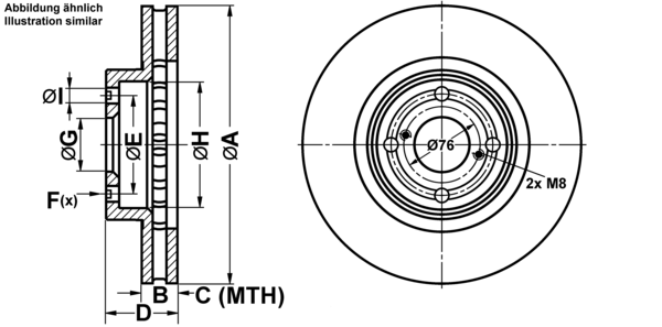 ATE Bremsensatz, Scheibenbremse ijf141cen3 Vorderachse belüftet 275mm 25mm für TOYOTA
