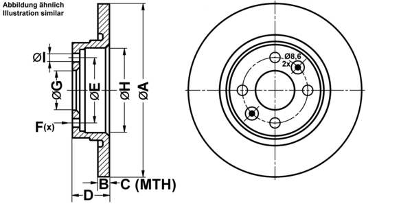 ATE Bremsensatz, Scheibenbremse ijf141clg9 Vorderachse Voll 259mm 12mm für RENAULT DACIA SMART