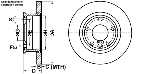 ATE Bremsensatz, Scheibenbremse ijf141cje1 Vorderachse Voll 260mm 16mm für VAG