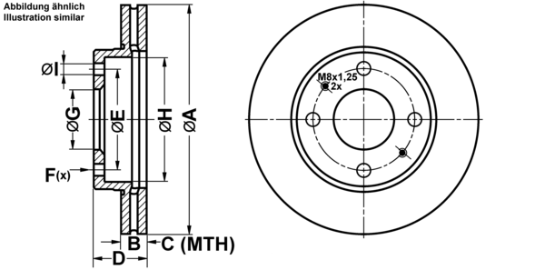 ATE Bremsensatz, Scheibenbremse ijf141cqn9 Vorderachse belüftet 257mm 24mm für KIA HYUNDAI DAEWOO NISSAN