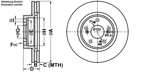 ATE Bremsensatz, Scheibenbremse ijf141ctq1 Vorderachse belüftet 300mm 25mm für HONDA