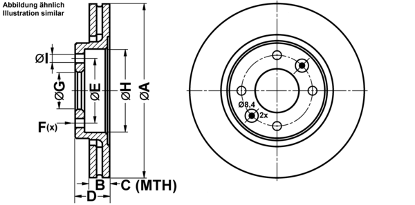ATE Bremsensatz, Scheibenbremse ijf141cv01 Vorderachse belüftet 265mm 20mm für RENAULT