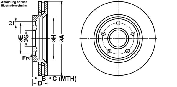 ATE Bremsensatz, Scheibenbremse ijf141d2u5 Vorderachse belüftet 302mm 28mm für CHRYSLER FIAT JEEP