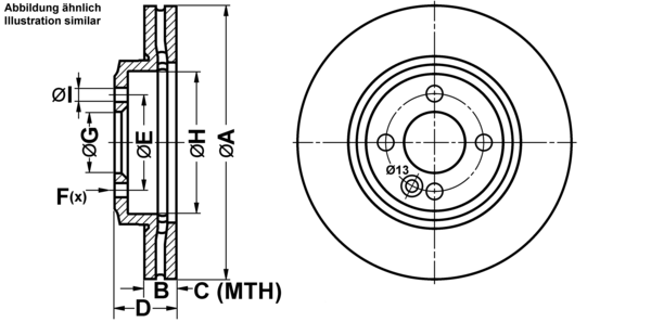 ATE Bremsensatz, Scheibenbremse ijf141d3d7 Vorderachse belüftet 280mm 22mm für MINI BMW