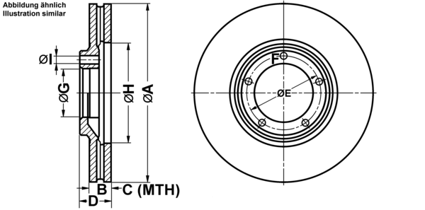 ATE Bremsensatz, Scheibenbremse ijf141d455 Vorderachse belüftet 253mm 20mm für KIA HYUNDAI