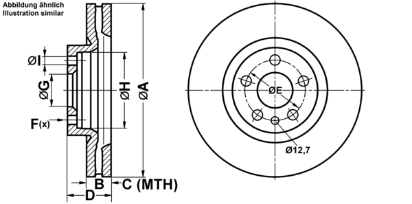 ATE Bremsensatz, Scheibenbremse ijf141d6t5 Vorderachse belüftet 281mm 26mm für PEUGEOT CITROËN FIAT