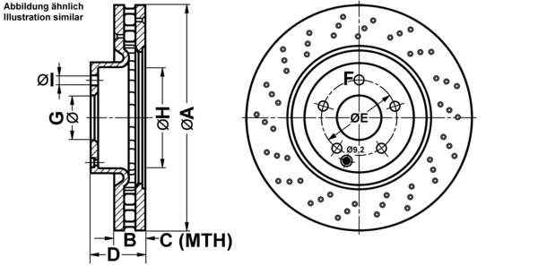 ATE Bremsensatz, Scheibenbremse ijf141d731 Vorderachse Gelocht/innenbel. 335mm 32mm für MERCEDES-BENZ