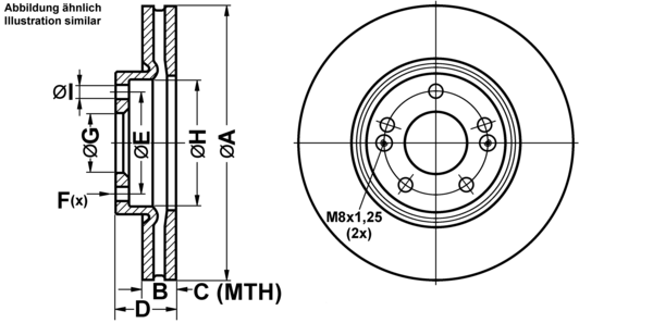 ATE Bremsensatz, Scheibenbremse ijf141dcr3 Vorderachse belüftet 300mm 28mm für KIA HYUNDAI