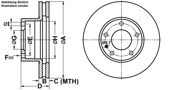ATE Bremsensatz, Scheibenbremse ijf141dd29 Vorderachse belüftet 280mm 25mm für BMW