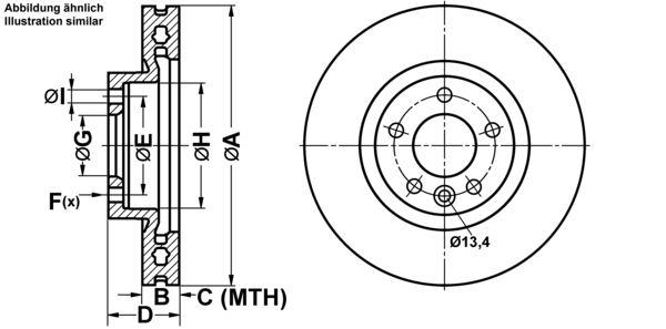 ATE Bremsensatz, Scheibenbremse ijf141dhf1 Vorderachse belüftet 333mm 32mm für VAG