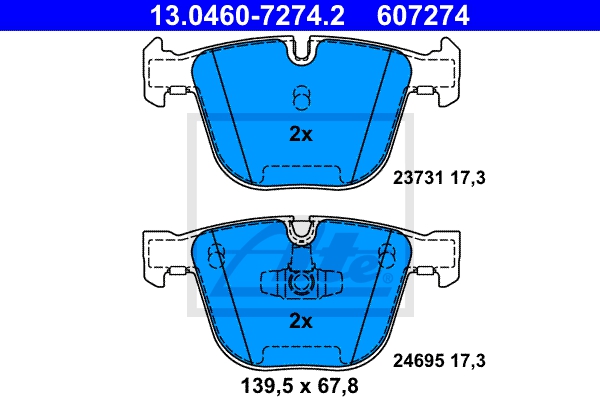 ATE Bremsensatz, Scheibenbremse ijf141dop9 Hinterachse belüftet 345mm 24mm für BMW