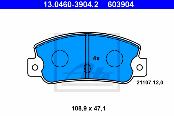 ATE Bremsensatz, Scheibenbremse ijf141e9u9 Hinterachse Voll 251mm 10mm für FIAT