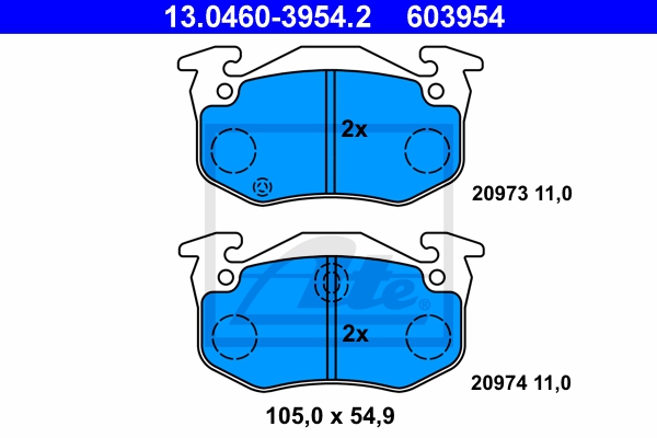 ATE Bremsensatz, Scheibenbremse ijf141er55 Hinterachse Voll 238mm 8mm für PEUGEOT CITROËN RENAULT