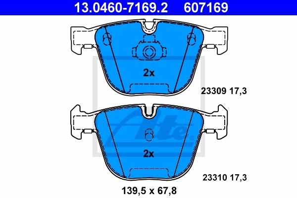 ATE Bremsensatz, Scheibenbremse ijf141euj3 Hinterachse belüftet 345mm 24mm für BMW