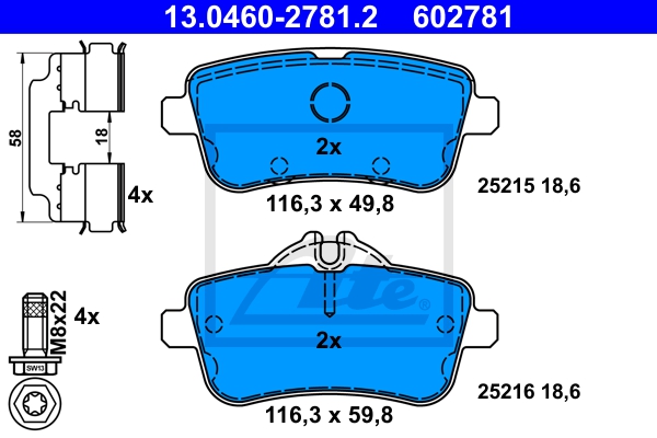 ATE Bremsensatz, Scheibenbremse ijf141fys6 Hinterachse Voll 325mm 14mm für MERCEDES-BENZ MAYBACH