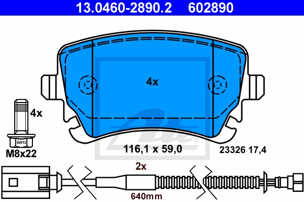 ATE Bremsensatz, Scheibenbremse ijf141h9f0 Hinterachse belüftet 310mm 22mm für VAG