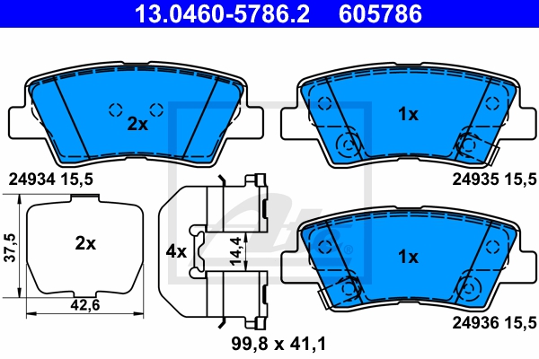 ATE Bremsensatz, Scheibenbremse ijf141hsn4 Hinterachse Voll 284mm 10mm für KIA HYUNDAI