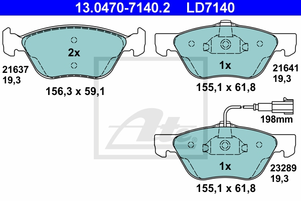 ATE Bremsensatz, Scheibenbremse ijzjsggri7 Vorderachse belüftet 284mm 22mm für OPEL FIAT VAUXHALL