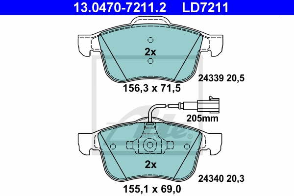 ATE Bremsensatz, Scheibenbremse ijzjsggui5 Vorderachse belüftet 305mm 28mm für FIAT