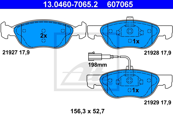 ATE Bremsensatz, Scheibenbremse ijzjsgh205 Vorderachse belüftet 257mm 20mm für FIAT