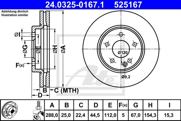 ATE Bremsensatz, Scheibenbremse ijzjsghcv6 Vorderachse belüftet 288mm 25mm für MERCEDES-BENZ MAYBACH
