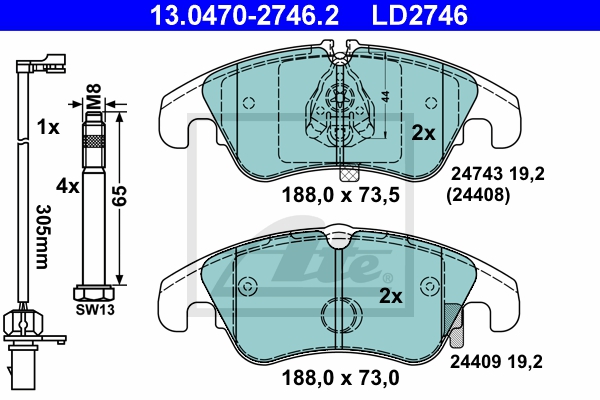 ATE Bremsensatz, Scheibenbremse ijzjsghl32 Vorderachse belüftet 320mm 30mm für VAG