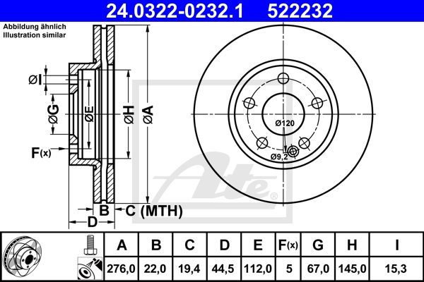 ATE Bremsensatz, Scheibenbremse ijzjsghlx2 Vorderachse belüftet 276mm 22mm für MERCEDES-BENZ MAYBACH
