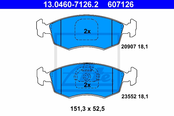 ATE Bremsensatz, Scheibenbremse ijzjsghqx2 Vorderachse belüftet 257mm 20mm für FIAT