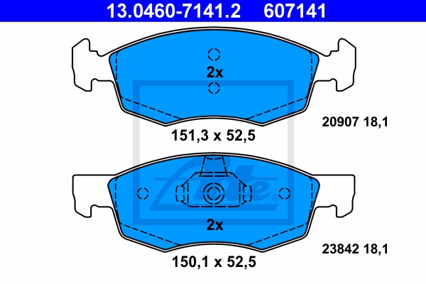 ATE Bremsensatz, Scheibenbremse ijzjsghtr4 Vorderachse belüftet 257mm 20mm für FIAT