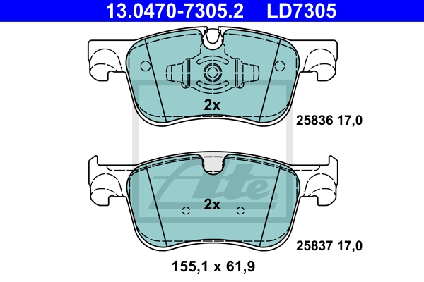 ATE Bremsensatz, Scheibenbremse ijzjsghv98 Vorderachse belüftet 283mm 26mm für CITROËN PEUGEOT