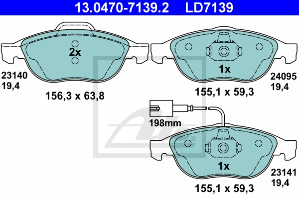 ATE Bremsensatz, Scheibenbremse ijzjsghyf2 Vorderachse Voll 281mm 15mm für FIAT