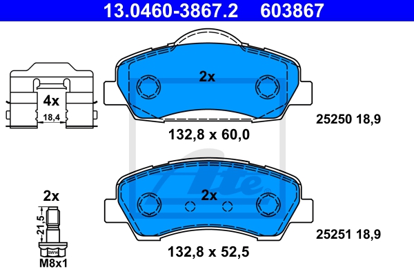 ATE Bremsensatz, Scheibenbremse ijzjsgi2r8 Vorderachse Voll 266mm 13mm für CITROËN PEUGEOT