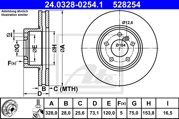 ATE Bremsensatz, Scheibenbremse ijzjsgi330 Vorderachse belüftet 328mm 28mm für BMW