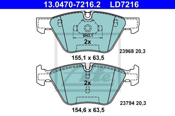 ATE Bremsensatz, Scheibenbremse ijzjsgi6x8 Vorderachse belüftet 312mm 24mm für BMW