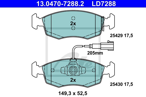 ATE Bremsensatz, Scheibenbremse ijzjsgi9f8 Vorderachse Voll 257mm 12mm für FIAT