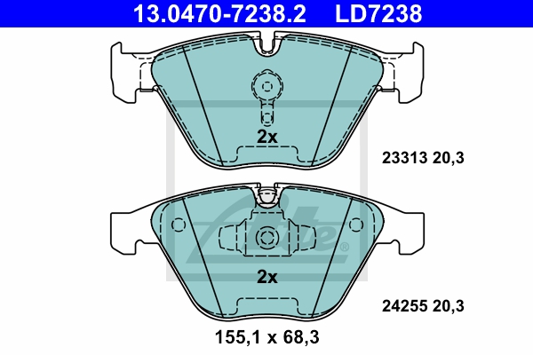 ATE Bremsensatz, Scheibenbremse ijzjsgib94 Vorderachse belüftet 312mm 24mm für BMW